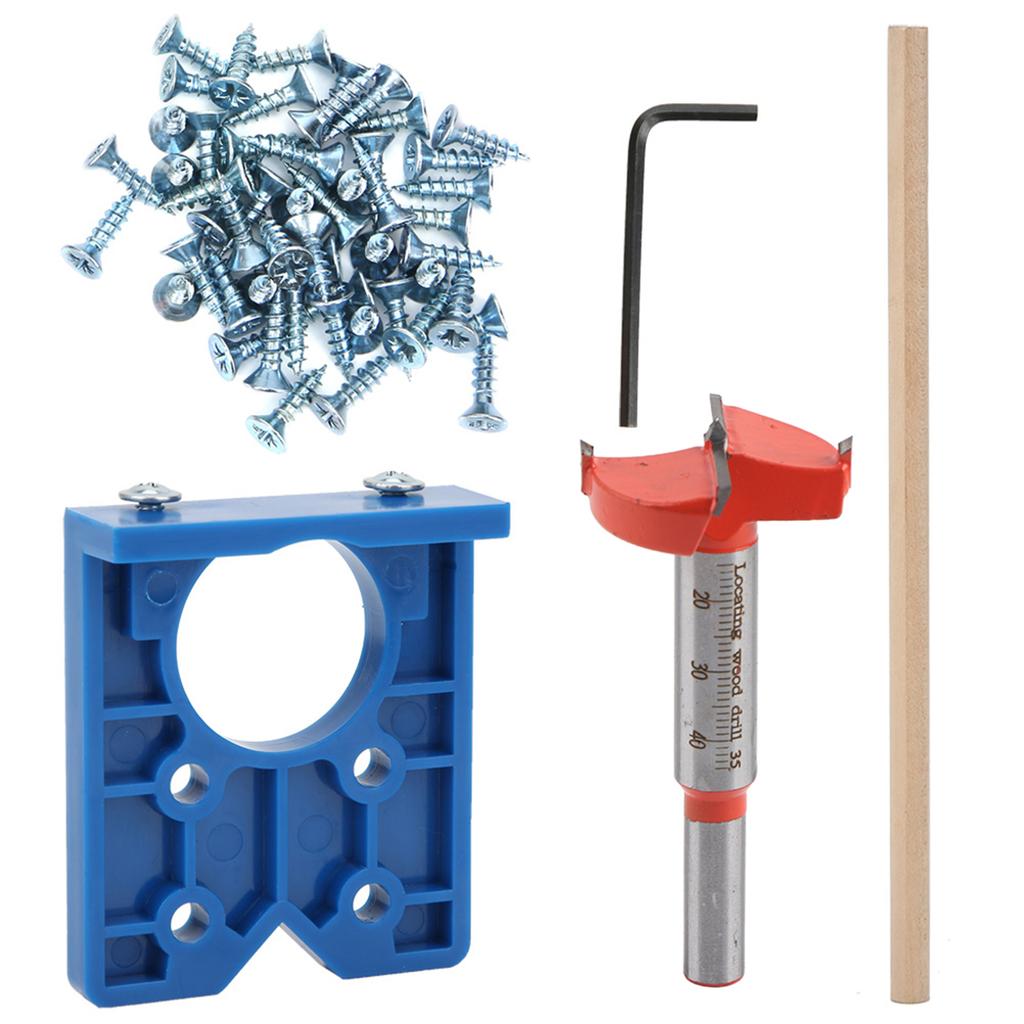 Hinge Hole Opener Accuracy Locator Door Drilling Guide Drilling Jig Pencil Screw 35mm