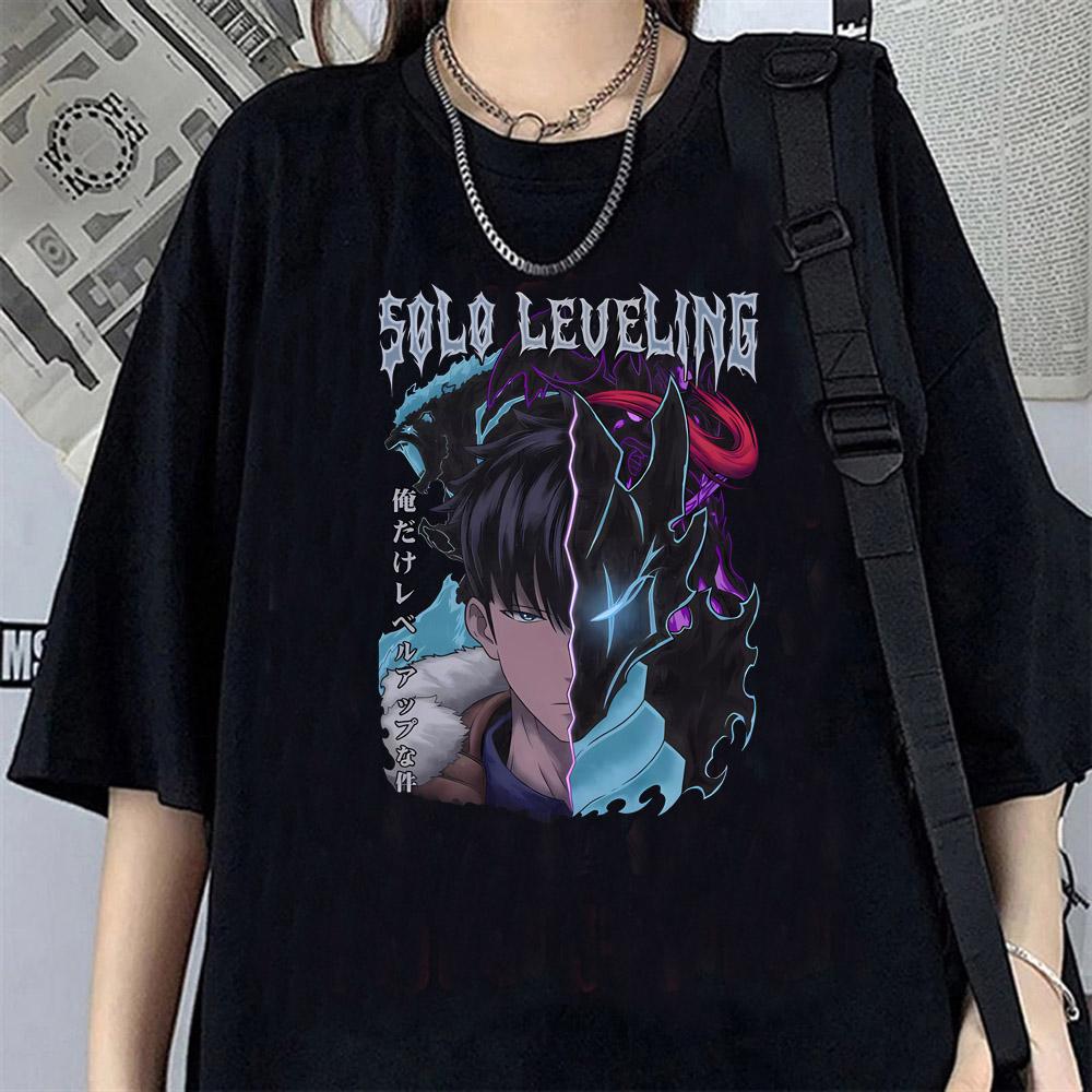 Solo Leveling T-Shirt Sung Jinwoo New Anime Manga Tshirt Men Women Clothing Short Sleeve Cartoon T Shirt