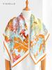 Orange Forest 100% Silk Scarf Shawl Glossy Wrap Bandana Hijab Women Square Scarves Headband Luxurious Gifts 90CM Kerchief