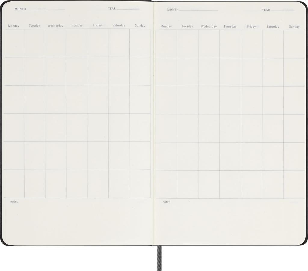 Moleskine 12-Month Undated Weekly Diary, Large Size (13cm x 21cm), Black Hardcover, DHUNDB12WN301
