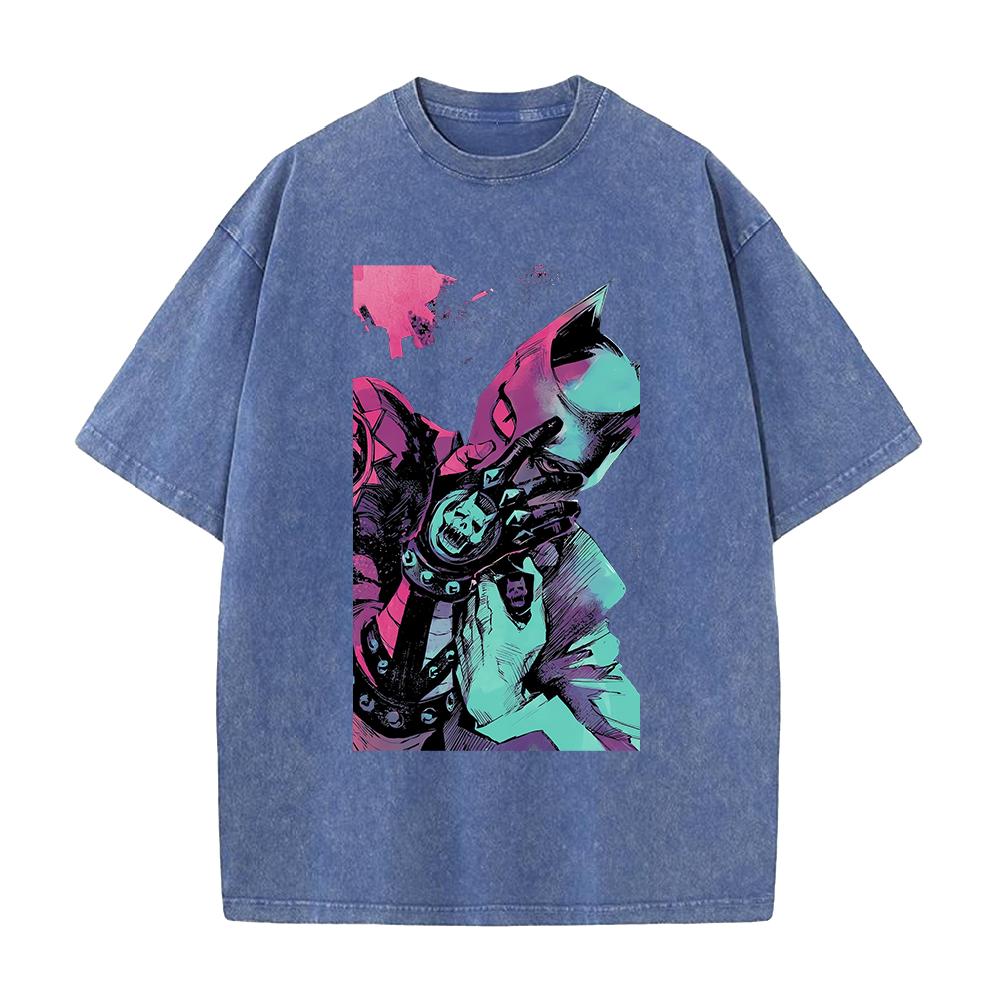 Killer Queen Kira Yoshikage Print T-shirt Anime JoJo's Bizarre Adventure Men Women Cotton Tshirts Washed T Shirt Harajuku Tops