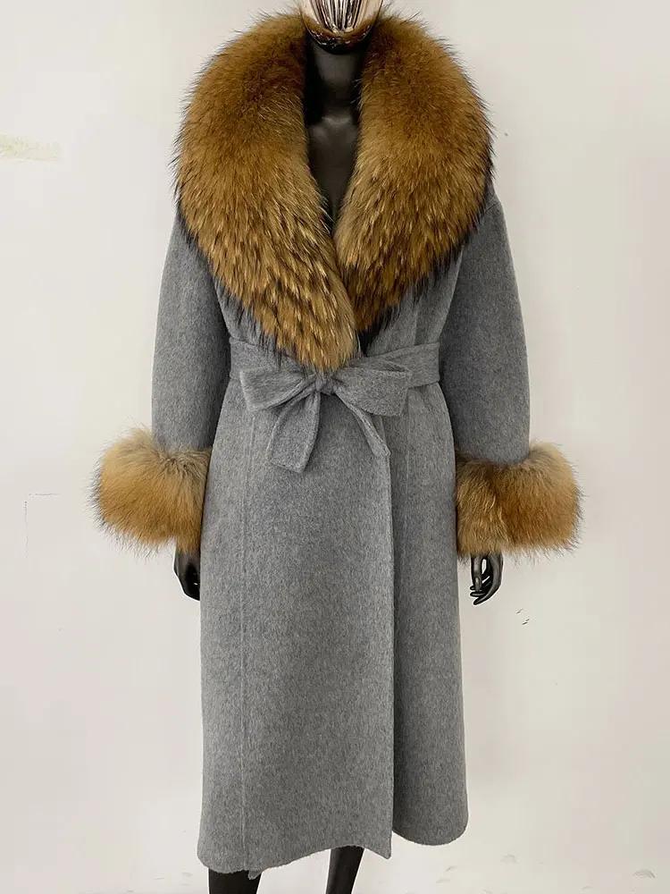 OFTBUY Wool Coat Women 2024 Autumn Winter Real Fox Fur Jacket Female Long Warm Natural Fox Fur Collar Fur Cuffs Coat Woolen Coat