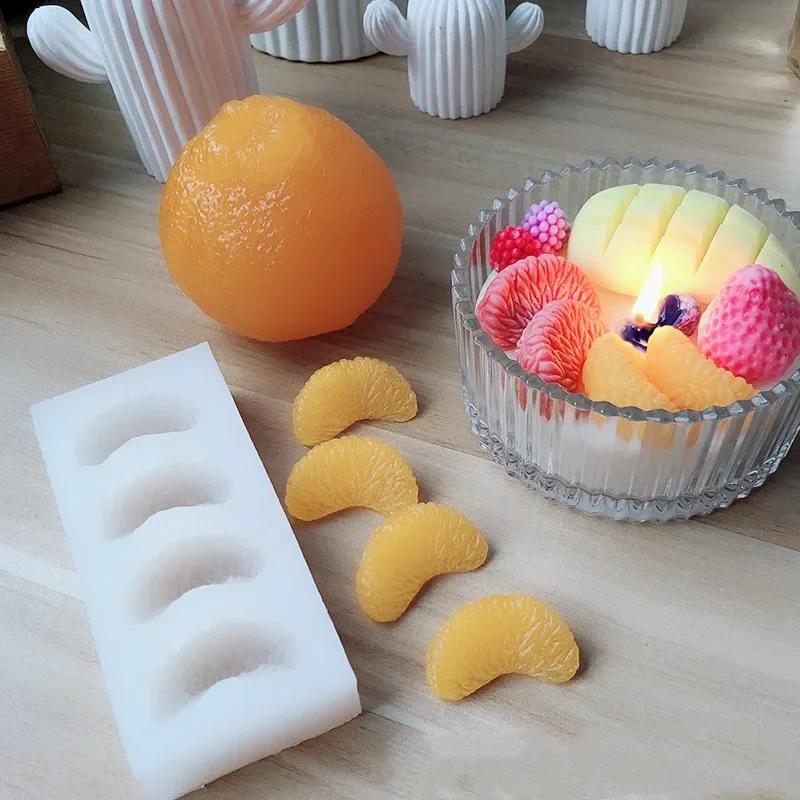 Orange Flower Handmade Soap Oil Soap Mould DIY Fruit Cake Mould Aromatherapy Candle Mould 4 Hole Multi-mould Semi-round