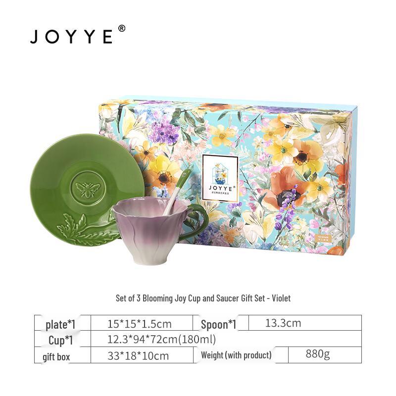 JOYYE Amethyst Blossom Ceramic Tea Set (3-Piece)