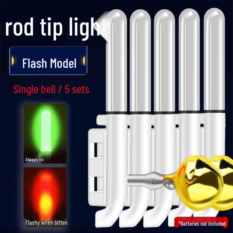 Night Fishing LED Rod Tip Light with Copper Bell - Sea Rod Alarm and Glow Sensor