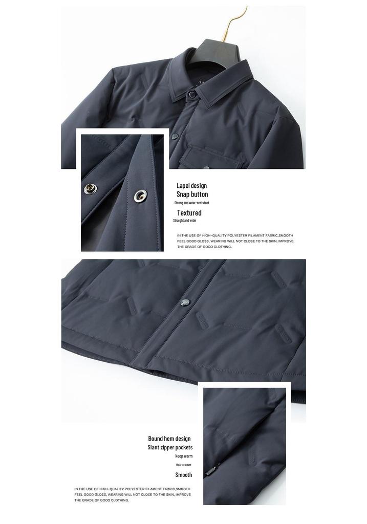 Men's Luxury White Duck Down Jacket - 2026 Autumn/Winter, Warm Thickened Business Shirt Style Coat, Trendy & Lightweight.