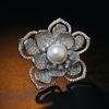 Bo Xin Yun Luxury Copper Crystal Flower Brooch with Zirconia and Faux Pearls - Women's Diamond Pin
