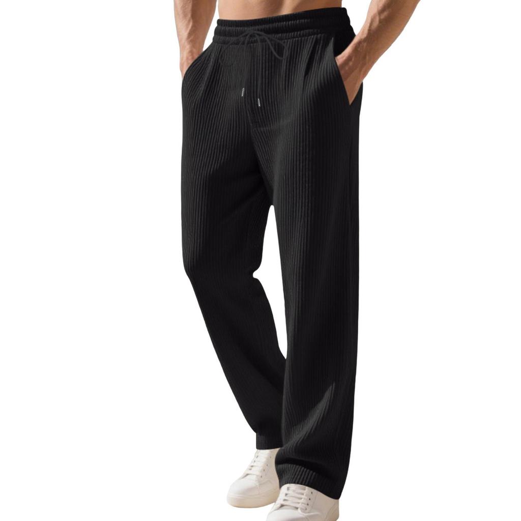 Autumn and Winter New Hot-selling Loose Hip-hop Men's Casual Jacquard Straight Pit Strip Simple Sweatpants