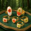 Geometric Summer Transparent Ring Stainless Steel Open Ring Retro Eternal Flower Ring  Couple