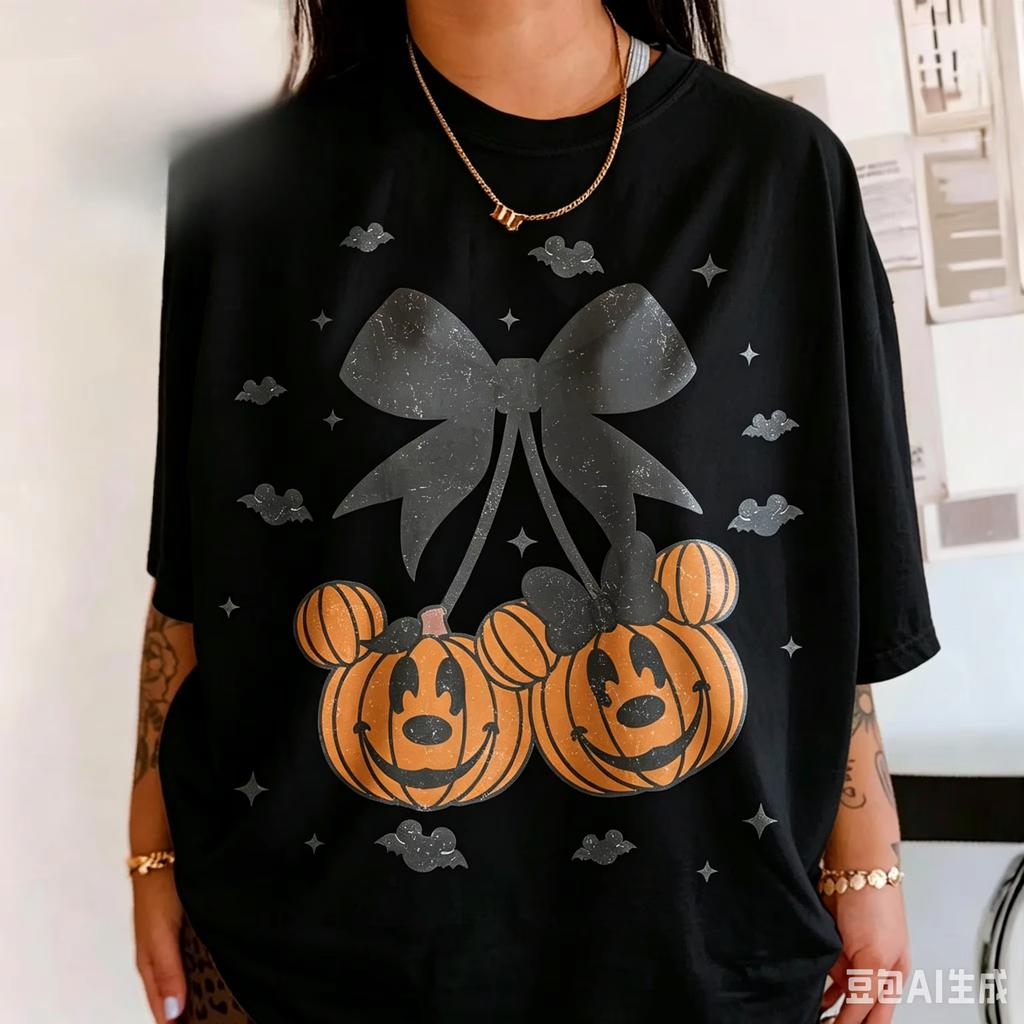 Halloween New Family Clothing Cotton Tshirt Pumpkin Mouse Printed Tshirt UnisexsWomens Holiday Leisure Tshirt Kids Shirt