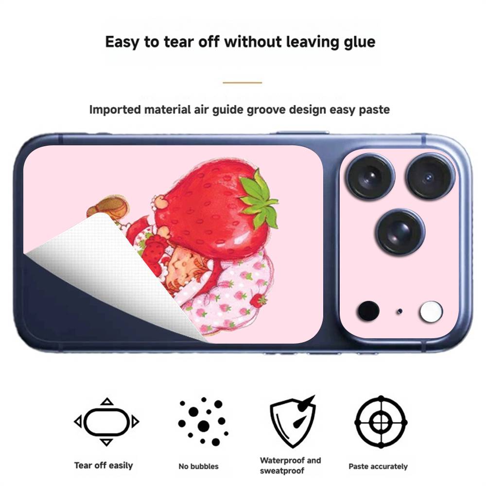 Girl Pink Strawberry S-Shortcake Anti-Scratch Back Decal Protective Wrap Skin for iPhone 17 Pro 17 Pro Max
