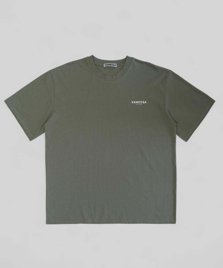 VANESSA Combed Cotton Bio-Washed Printed Short Sleeve T-Shirt_Light Khaki