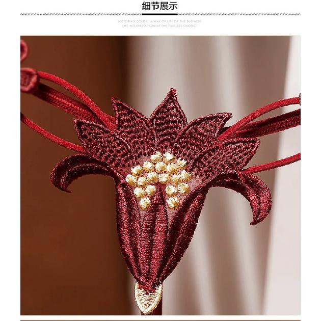 Noua Broderie Floare Perla Chiloți Masaj Lenjerie Sexy Tanga Sex Femei Crotch Deschis