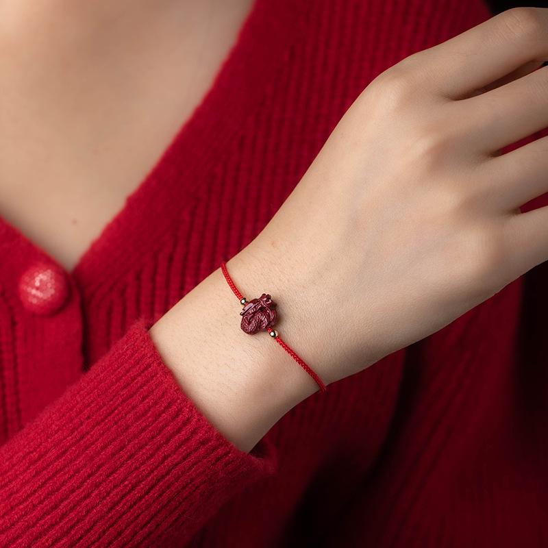 Cinnabar Zodiac Red String Bracelet Anklet, Year of the Snake, Adjustable Gift for Men & Women