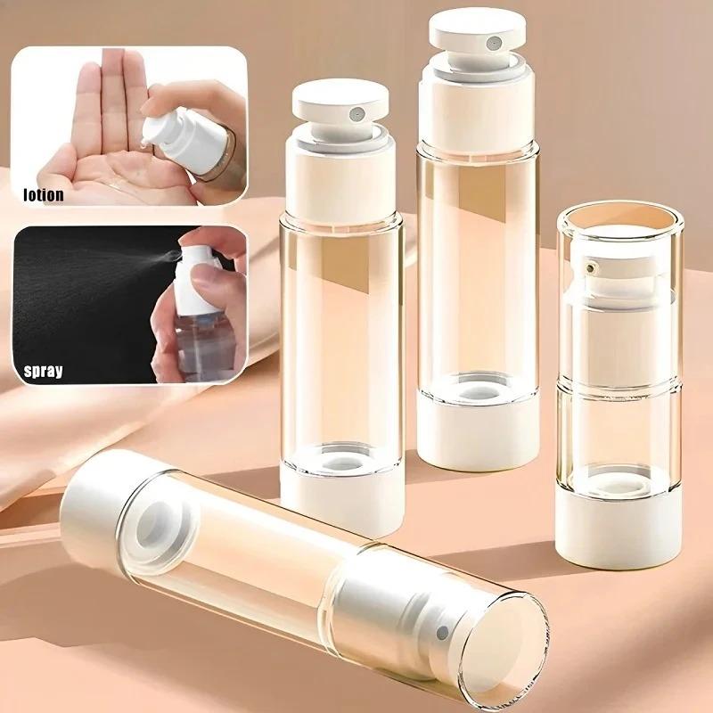 Clear Refillable Vacuum Airless Cream Pump Bottle, Empty Travel Airless Cosmetic Container, Portable Makeup Lotion Dispenser Bottle