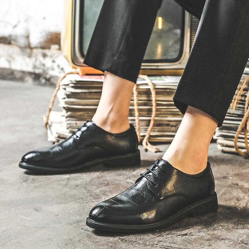 Spring And Autumn Plaid Pattern Casual Korean Version Trendy British Men'S Genuine Leather Business Dress Leather Shoes With Suit 66773-J