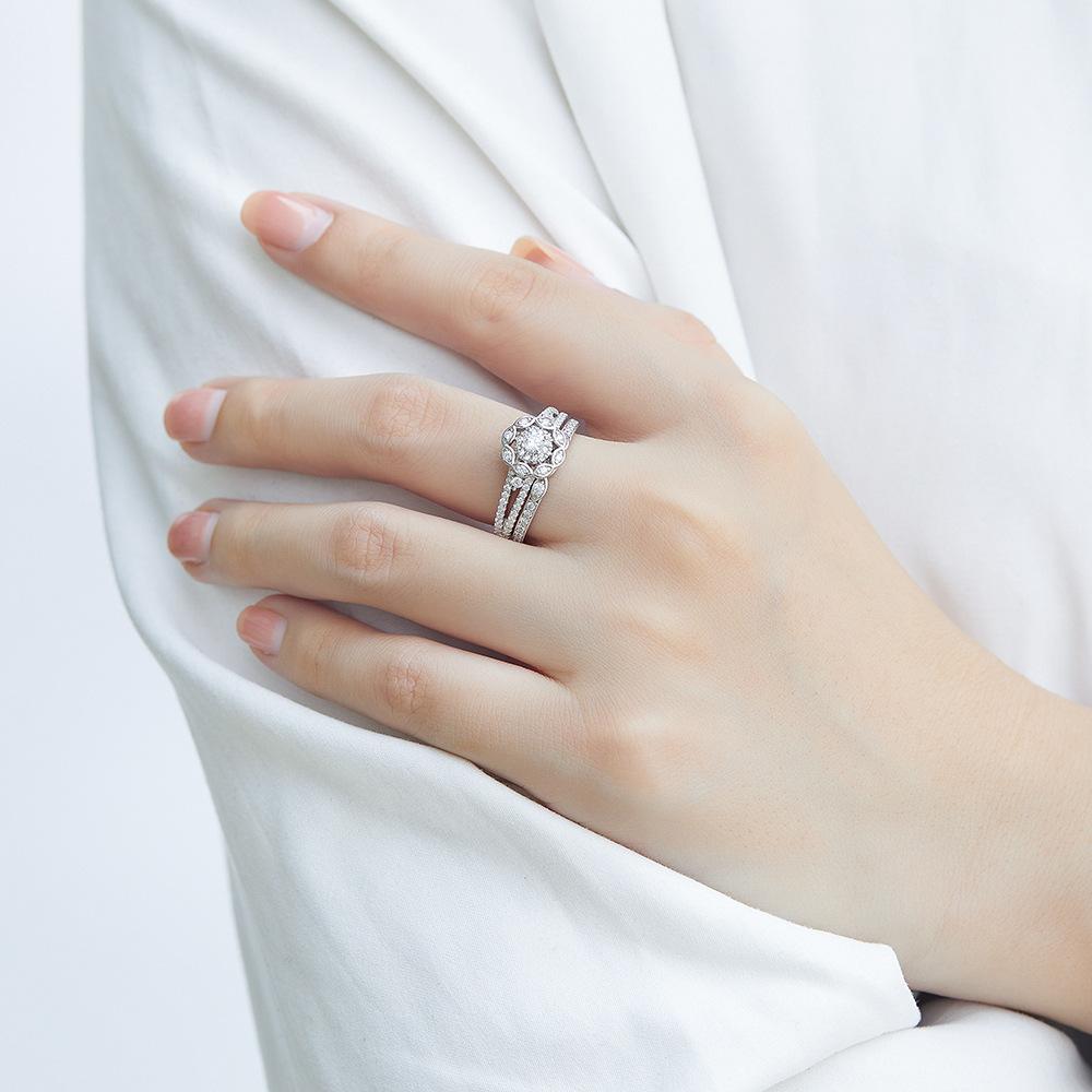 Lindon Klassisk 925 Sterling Sølv Zircon Ring Dame Smykker Bryllup Løfte Party Gift