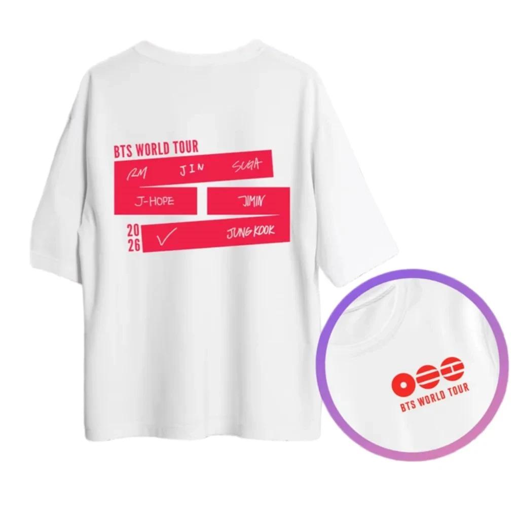 

Футболка BTS ARIRANG World Tour 2026 з принтом фотографій учасників Літня бавовняна футболка з коротким рукавом для фанатів K-Pop Army Повсякденна футболка S