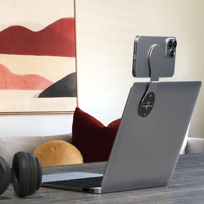 Metal Laptop Phone Stand Magnetic Phone Holder Free Rotation & Double Screen Interaction for Enhanced Productivity