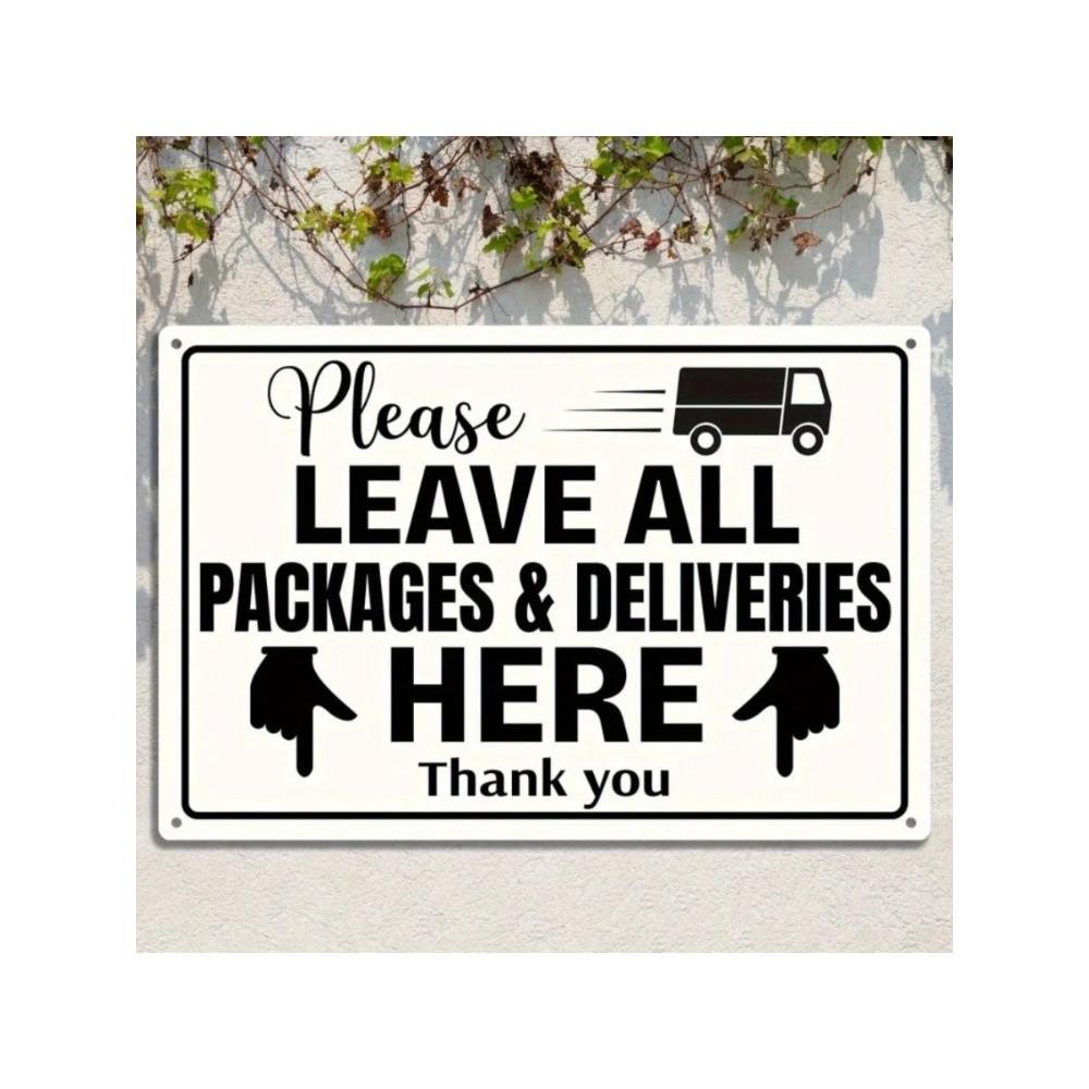 Vintage Metal Sign Please Leave Packages Here Wall Art Decor