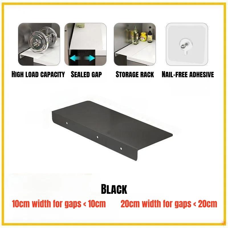 

Розширювальна дошка для кухонної стільниці без свердління - Настінний металевий органайзер для вузької бічної сторони/простору біля холодильника, Панель-роздільник 30x10cm чорний
