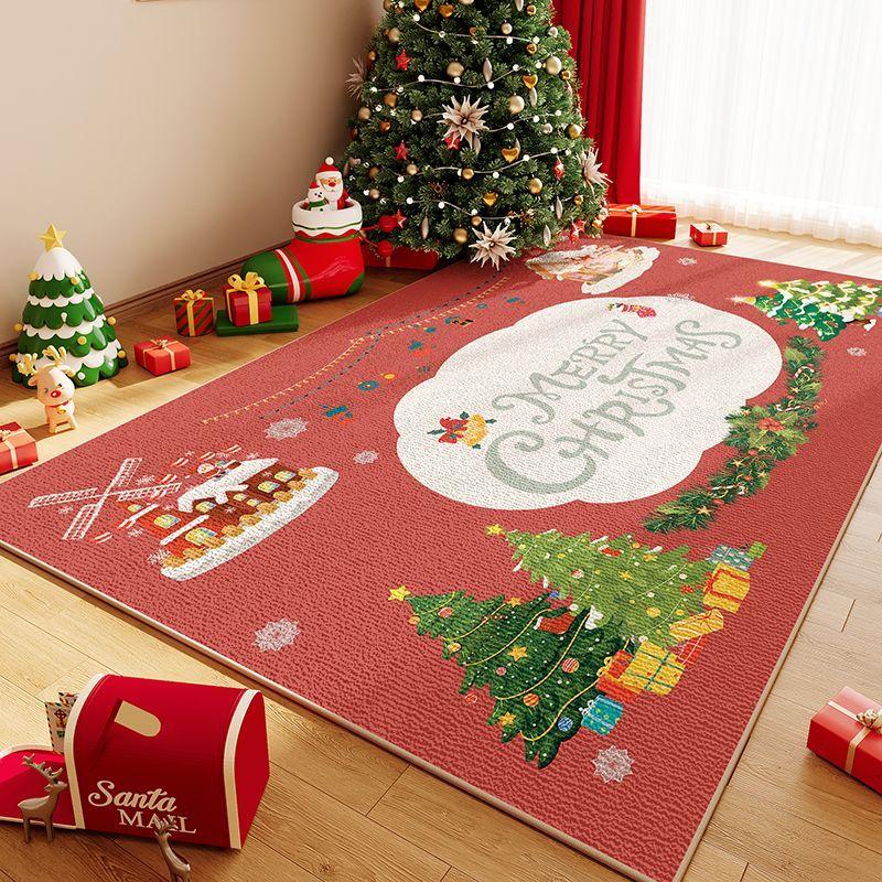 

Christmas Luxury Washable Living Room Carpet Decoration Bedroom Bedside Soft Cute Rug Large Area Non-slip Lint-free Floor Mats 80x120cm
