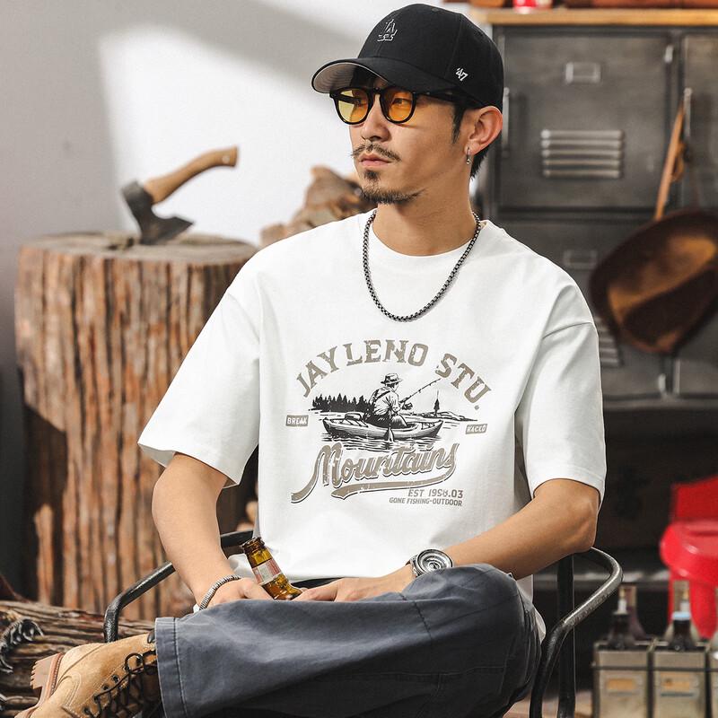 

JieLeNuo Men s Ice Silk Quick-Dry American Retro Graphic T-Shirt XL