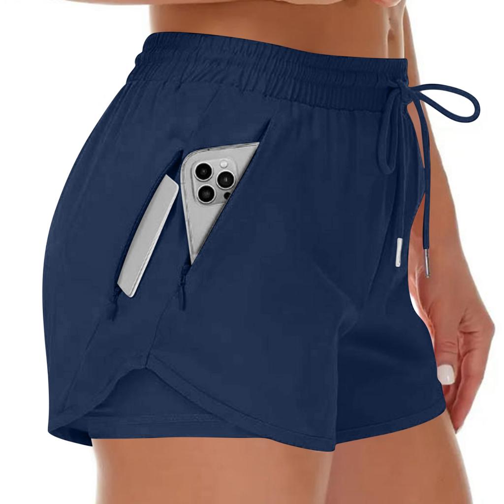 Women's Sports Running Shorts, Quick-drying And Lightweight Fitness Shorts With Zippered Pockets
