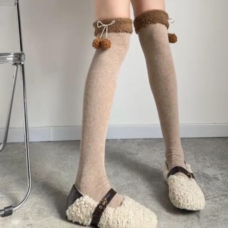 1 Pair Women Over Knee Stockings Princess Style Dress Socks Ruffle Thigh High Socks Long Tube Frilly Socks Ballet Socks