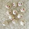 100pcs Wood Balls with Hole 20mm Smiling Face Head Ball Natural Wood Craft Bead for DIY Jewelry Making Macrames Handmade