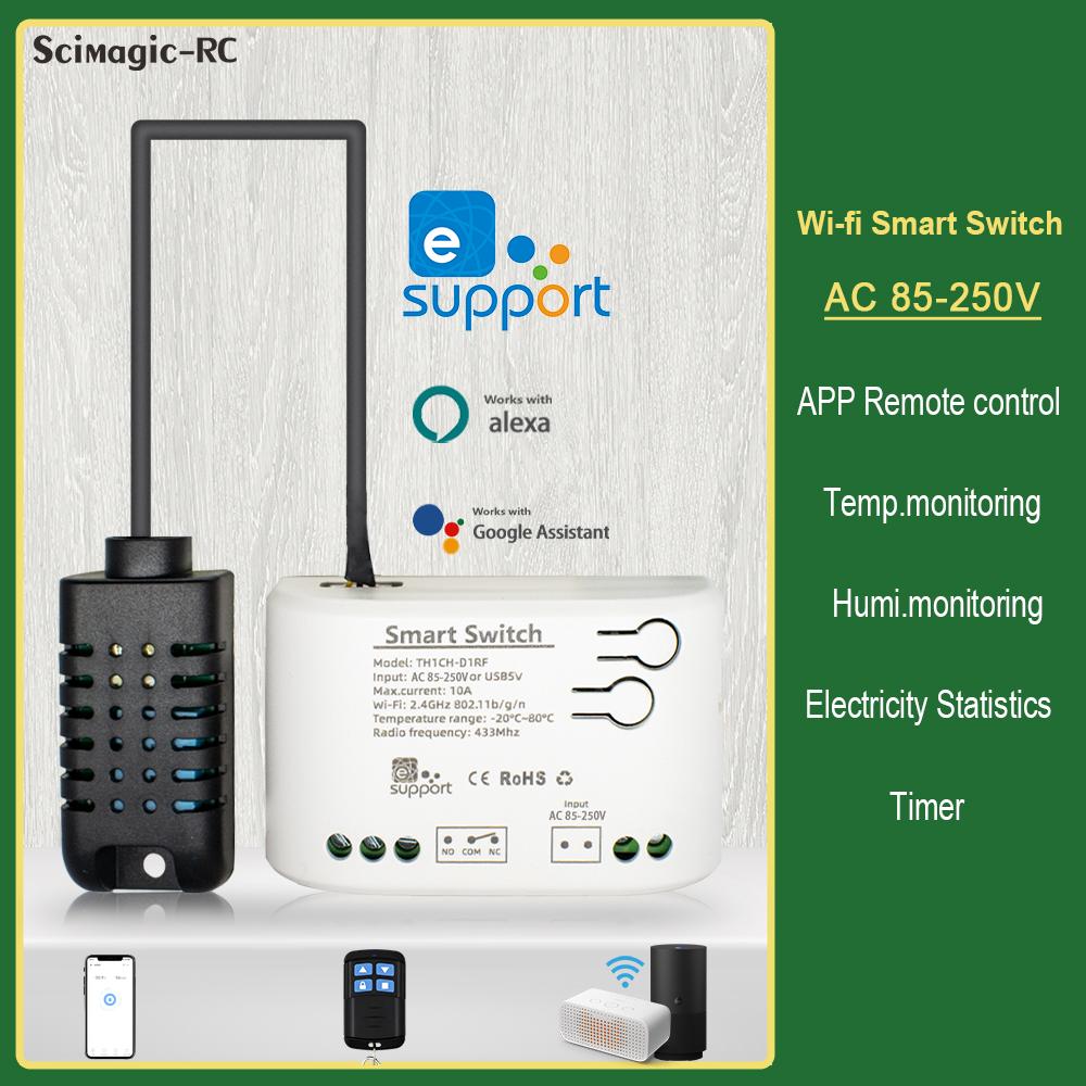 eWeLink WiFi Switch 10A 2200W Wireless Control with Power Consumption Monitoring Temperature and Humidity Thermostat Alexa