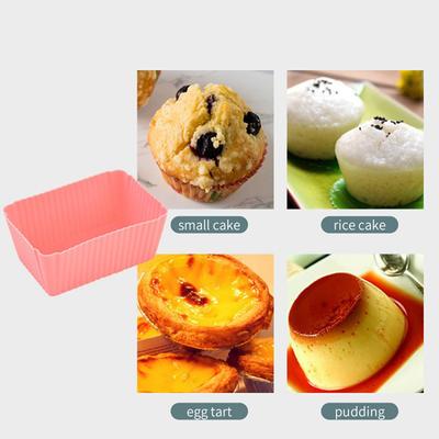 6Pcs Silicone Rectangle Cake Mould Soft Muffin Cupcake Liner Bake Cup Mold