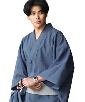 Rochelle Yukata Set Shingen Falt- und Taillen- in Indigo Beinhaltet ein Einfach zu Perfekt für Sommer und und Solide Herren 6-teilig (Yukata, Obi, Geta, Tasche,