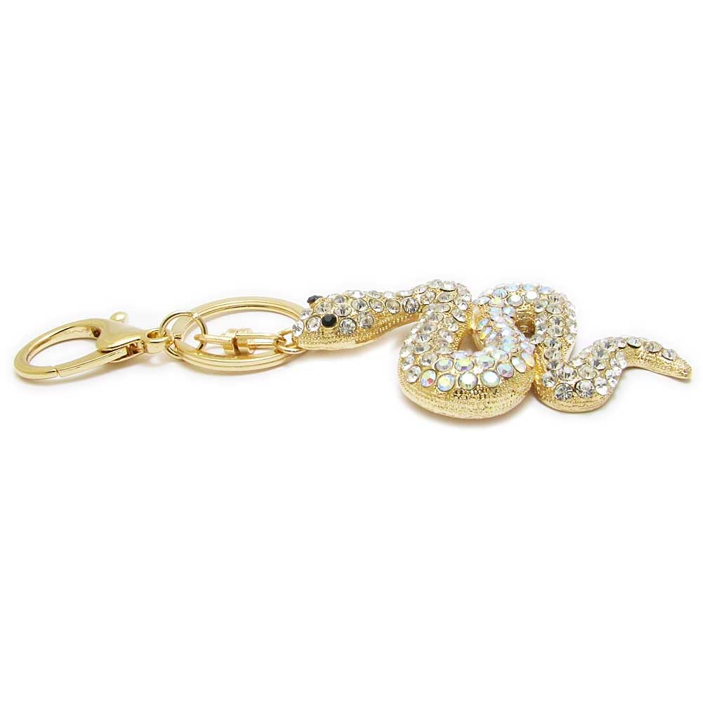 Large Snake Keychain, Lucky Bag Charm for Women, Rhinestone Snake Design CHS10135