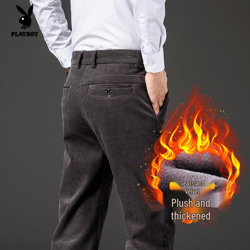 

Playboy Men s Lined Straight-Leg Business Casual Trousers 32