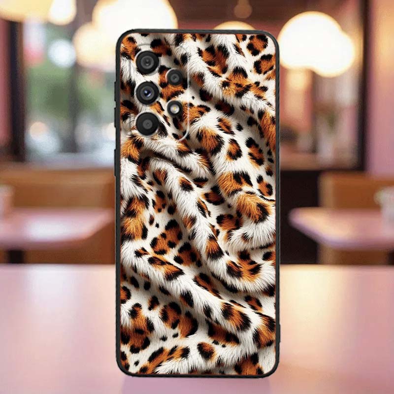 Luxurious leopard print pattern For Samsung A41 A35 A34 A33 A32 A25 A24 A23 A21s A06 A05 A04 A03 Note 10 20 Ultra 5G Black Case