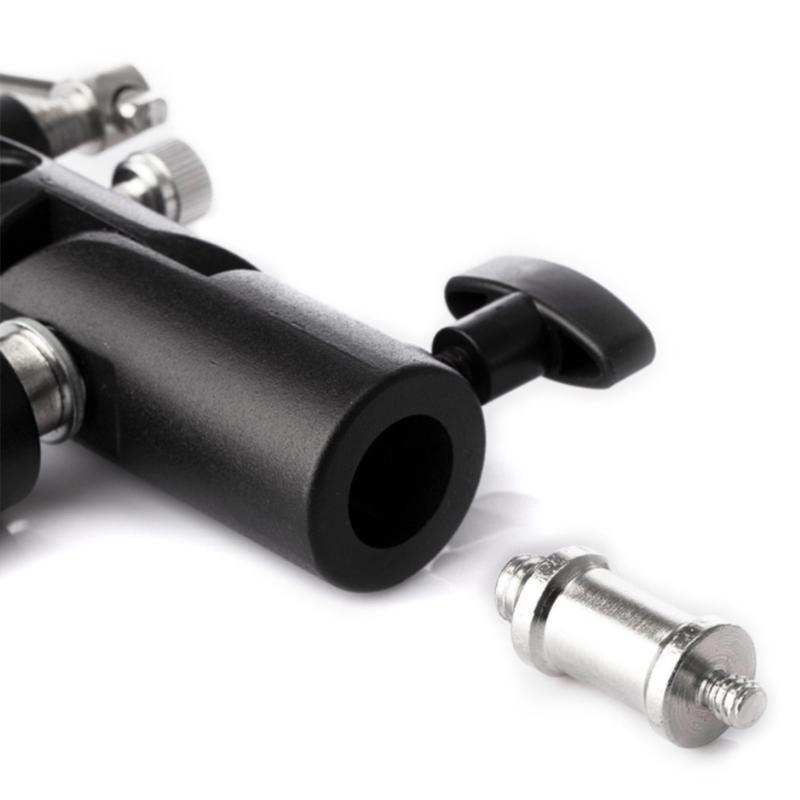 H-Shape Metal Umbrella Softbox Holder Flash Bracket Adapter Adjustable for 1/4" 3/8" Lamp Light Stand Mount Tripod