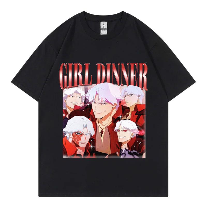 Devil May Cry 2025 Girl Dinner T-Shirt Herren Damen Kleidung Anime Spiel Grafik T-Shirts Gothic Mode Y2k Kurzarm T-Shirts
