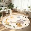 Wild Animals (72) Theme Round Crystal Velvet Rug Custom Name Text Personalized Floor Mat Home Decor Non Slip Crystal Carpet