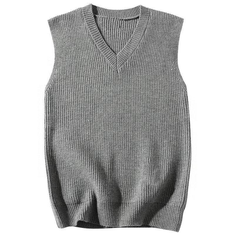 Hong Kong Style Loose Knit Vest for Men - Autumn/Winter Korean Sleeveless Jacket