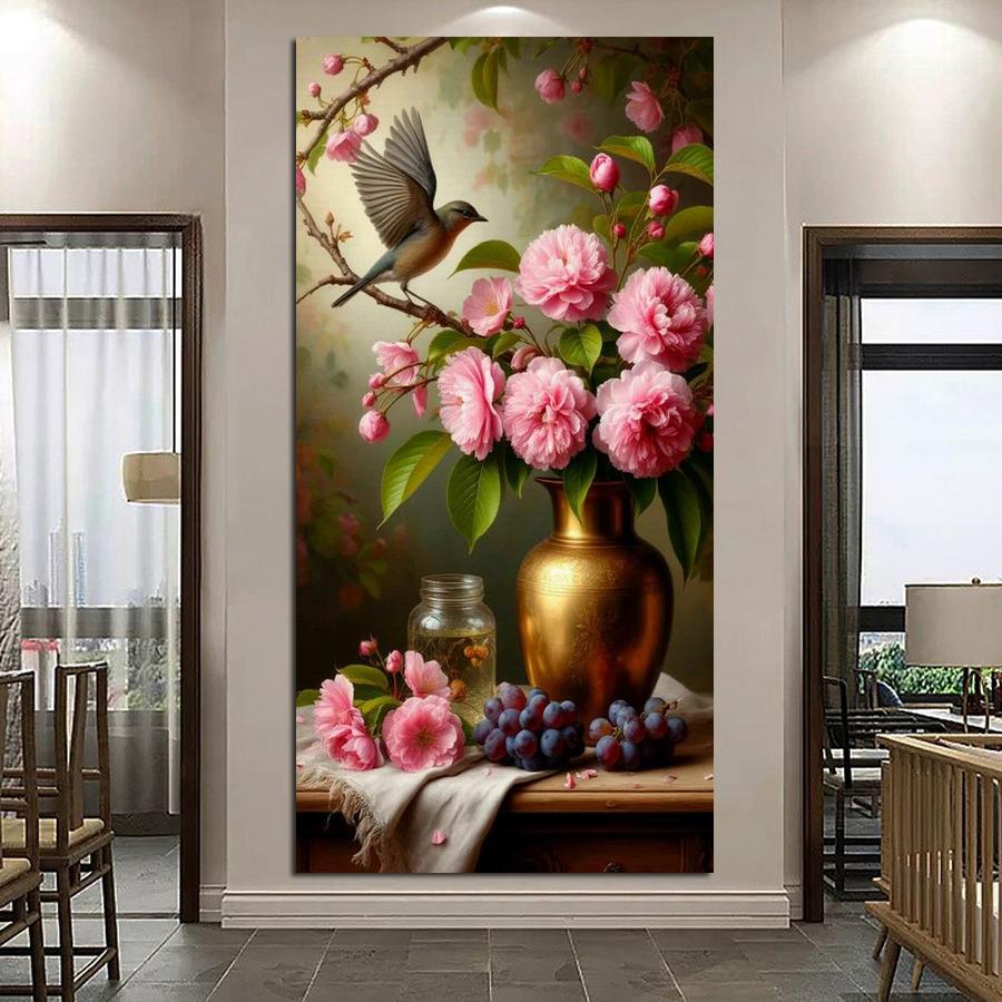 DIY Diamantmosaik Stillleben Blumenvase Große Größe Diamanten Malerei Vögel Vollbohrung Strassstickerei Schmuck Kreuzstich-Kits Wanddekoration