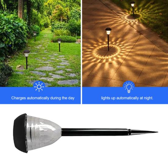 2Pcs Solar Pathway Outdoor Garden Waterproof Yard Lights Solar Powered Lights IP65 Lights