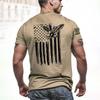 2024 New Men's Round Neck T Shirt Eagle Flag Printed T-Shirt Tops Summer Men's Sports Big Size Clothing Fitness Short Sleeve