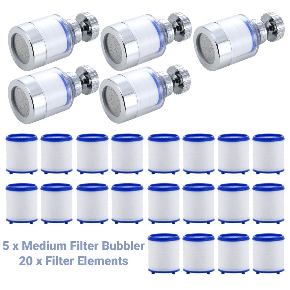 

5pcs Faucet Water Purifier 20pcs Filter Elements Kit 360 Degree Rotating Splash Head Anti-splash Faucet Purifier Sprayer Head