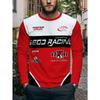 Men's Racing Style Crew Neck Long Sleeve T-Shirt Sports Trendy Letter Print Top Casual Versatile Base Layer,