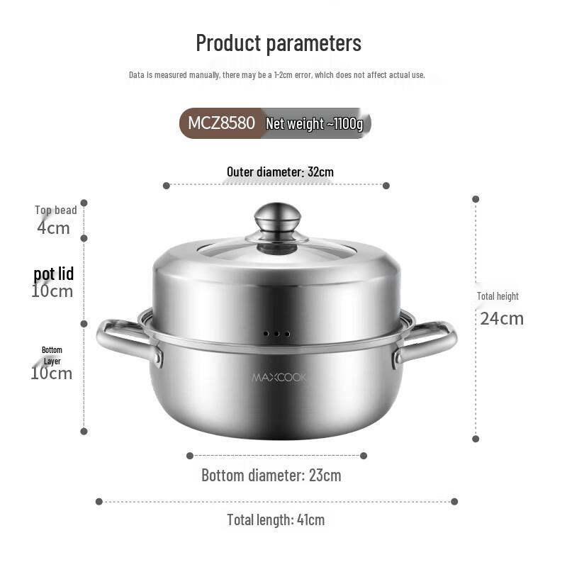 MCHEF Single Layer Stainless Steel Steamer Pot