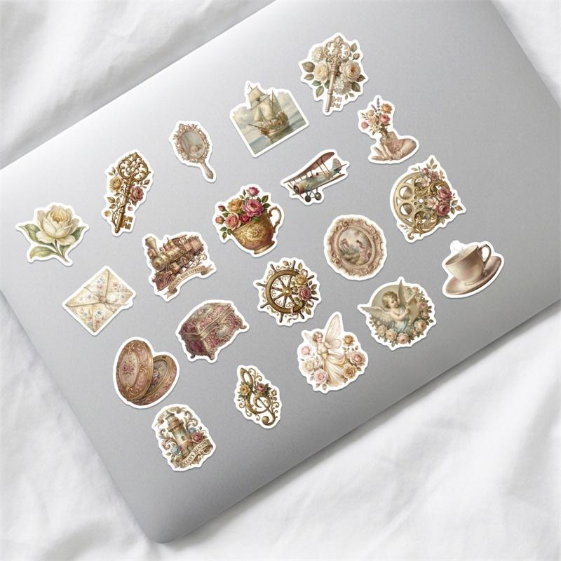 50PCS Retro Romance PVC Sticker Aesthetic Colored DIY Sticky Decoration Scrapbooking Hand Accounting Supplies