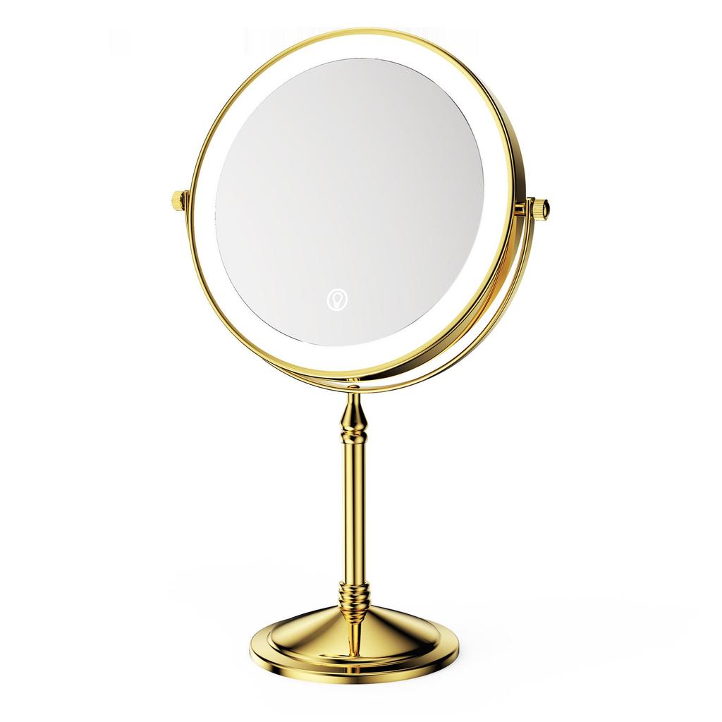 Rotatable LED Tri-Light Double-Sided Makeup Mirror for Desktops & Beauty Salons