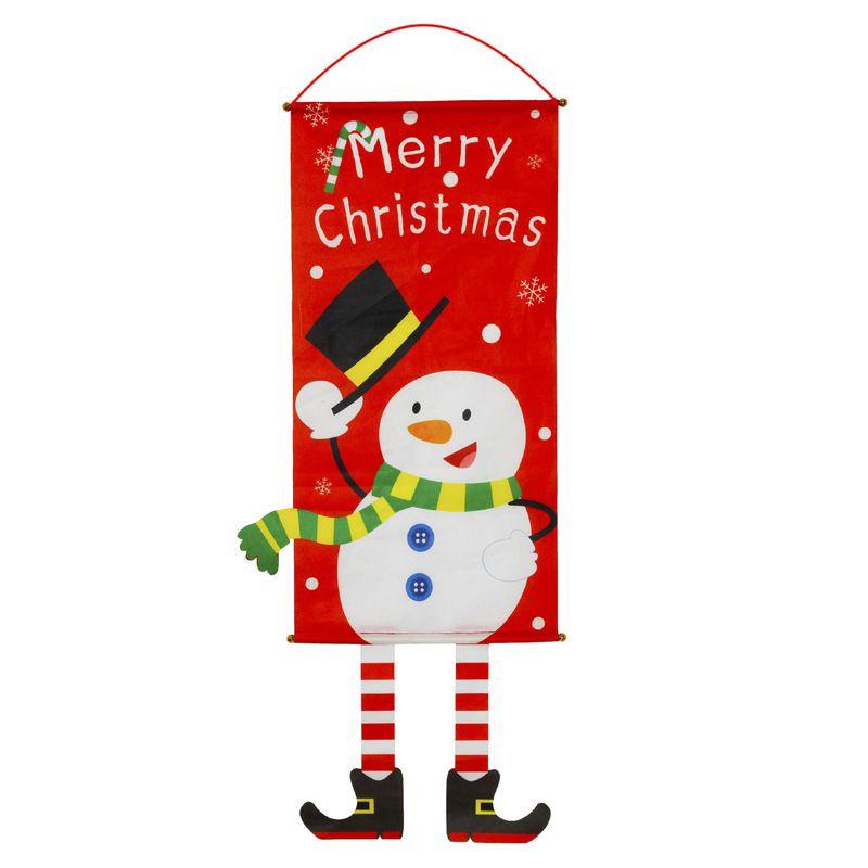 Vibrant Christmas Porch Door Banner Flag With Rudolf And Santa Claus