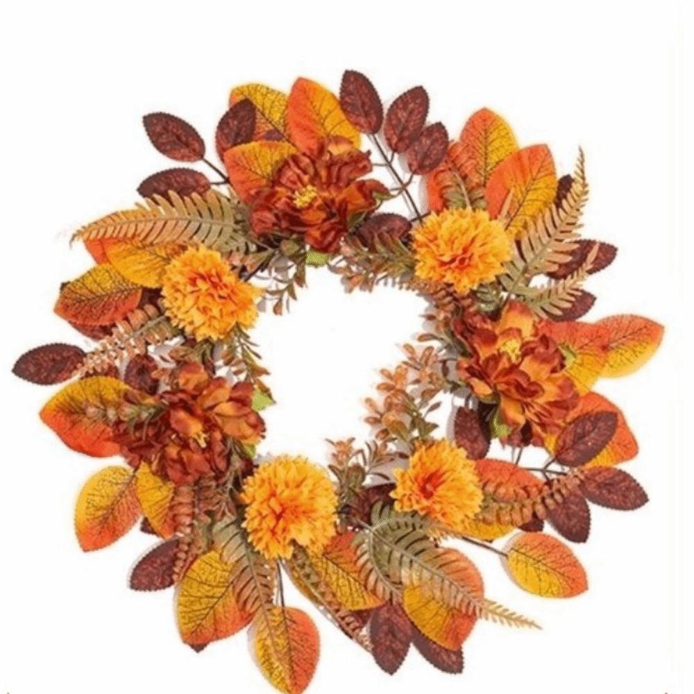 Autumn Maple Leaf Door Wreath Rustic Style Artificial Wreath Fall Wreath  Farmhouse Decor Style A